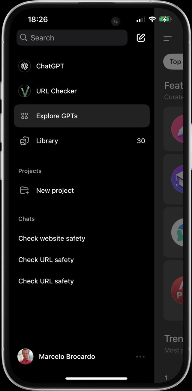 Sidebar view with the URL Checker icon